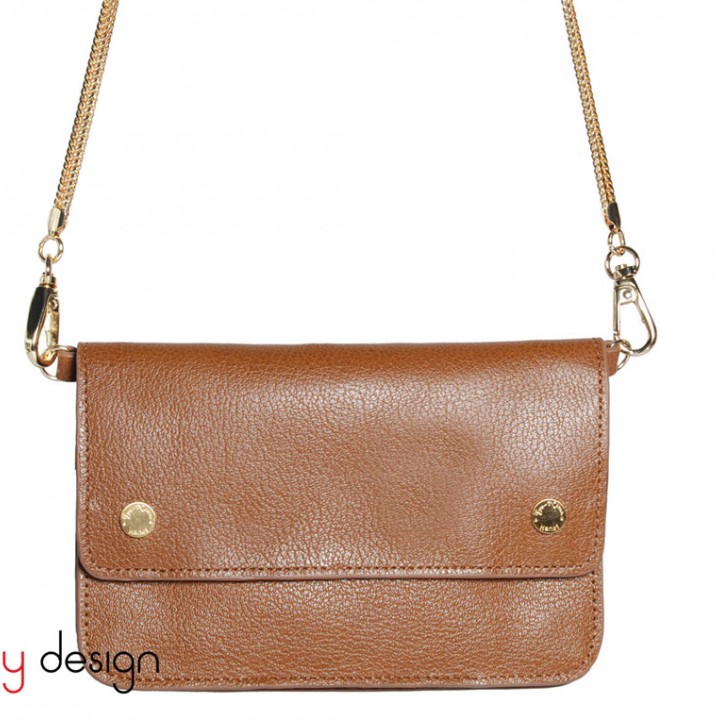 BIG GOLDEN BROWN LEATHER POUCH- RONDA II